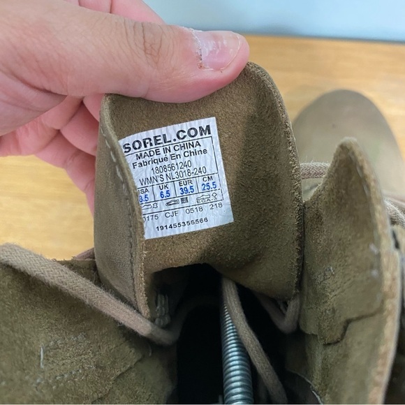 Sorel Joan Wedge II Nubuck Wedge Heel Ankle Boots NL3018 240 Sz 8.5 Leather Tan - Picture 9 of 13